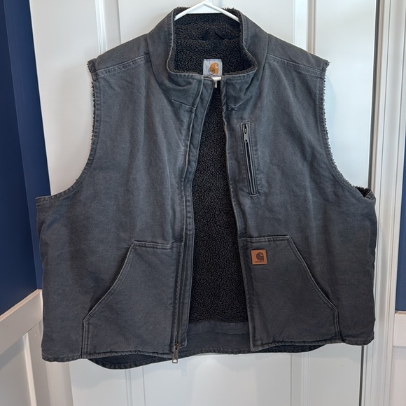 Carhartt Men's Washed Duck Sherpa-Lined Mock-Neck Vest size 2XL - Picture 9 of 11